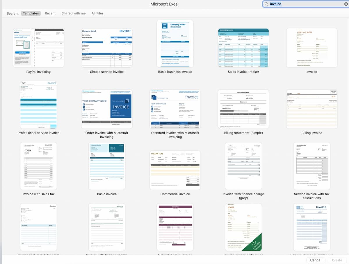 Excel invoice template gallery