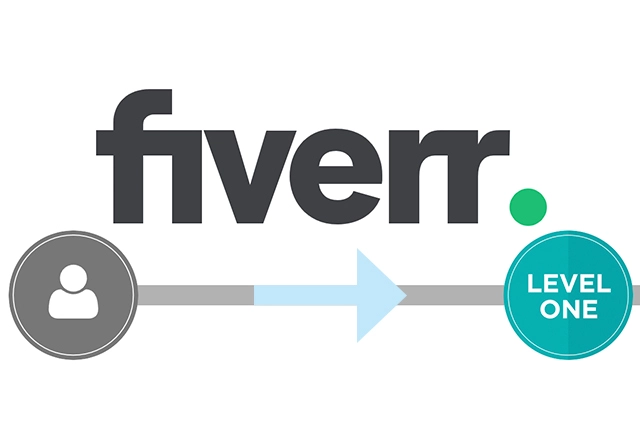 Fiverr logo with arrow pointing to Level 1
