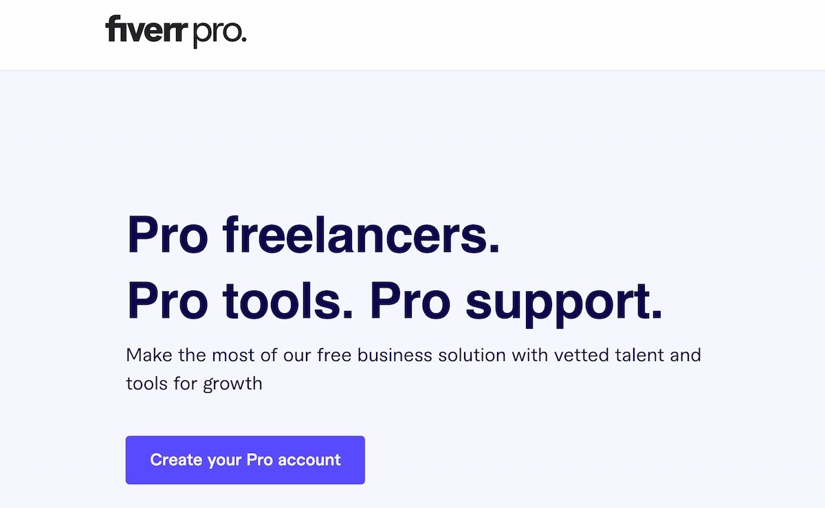 Fiverr Pro account creation page.