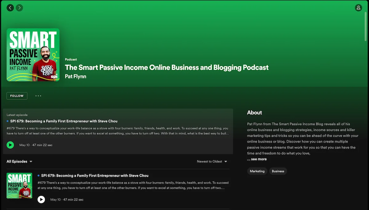 Smart Passive Income podcast on Spotify.