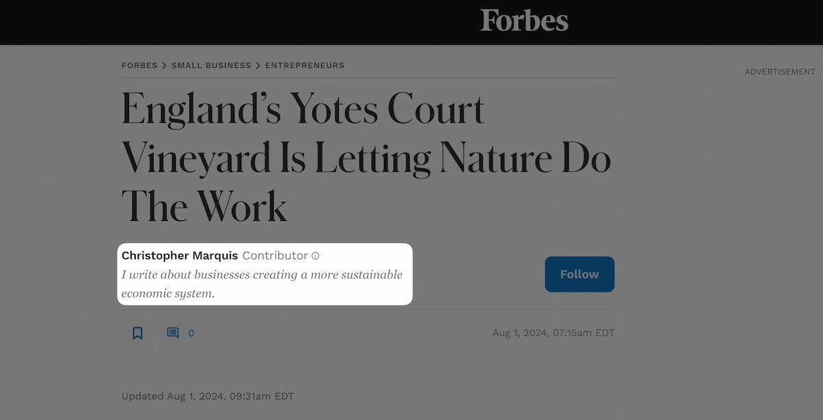 Example of a Forbes guest post.