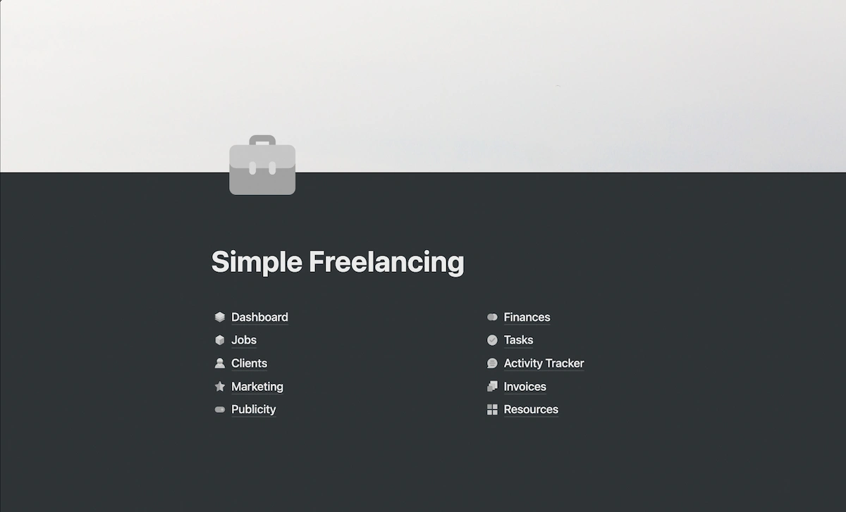 Simple Freelancing Notion template.