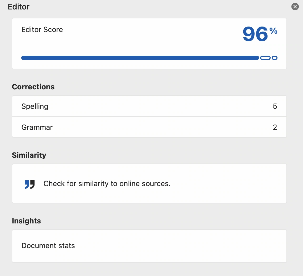 Microsoft Word editor screen for proofreading.