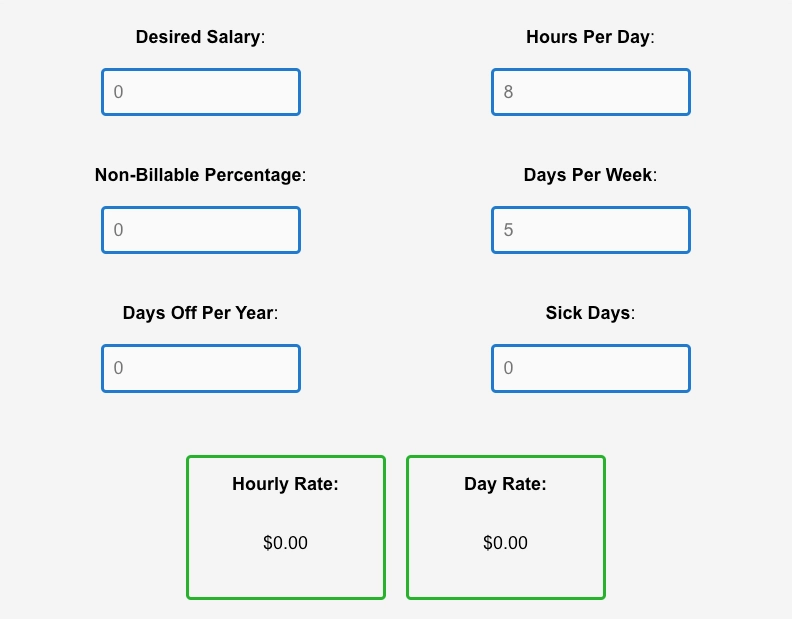 Freelance hourly and daily rate calculator.